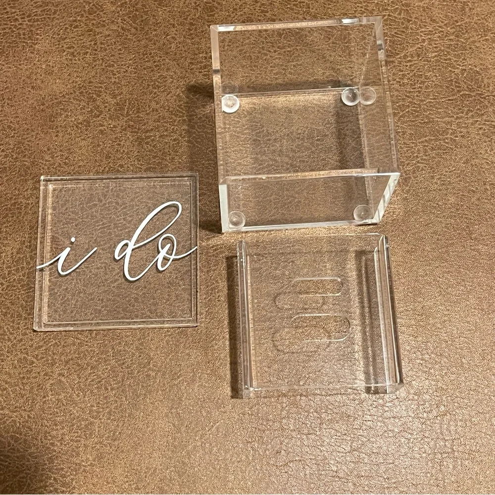 Acrylic “I Do” Ring Box – Wedding Keepsake or Display Case NWOT